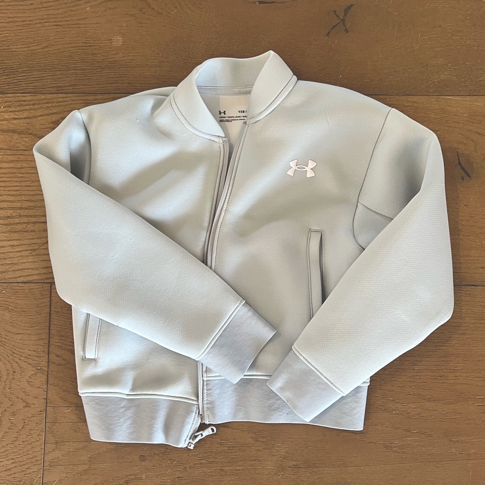 Youth XS zip up sweater.  Scuba material